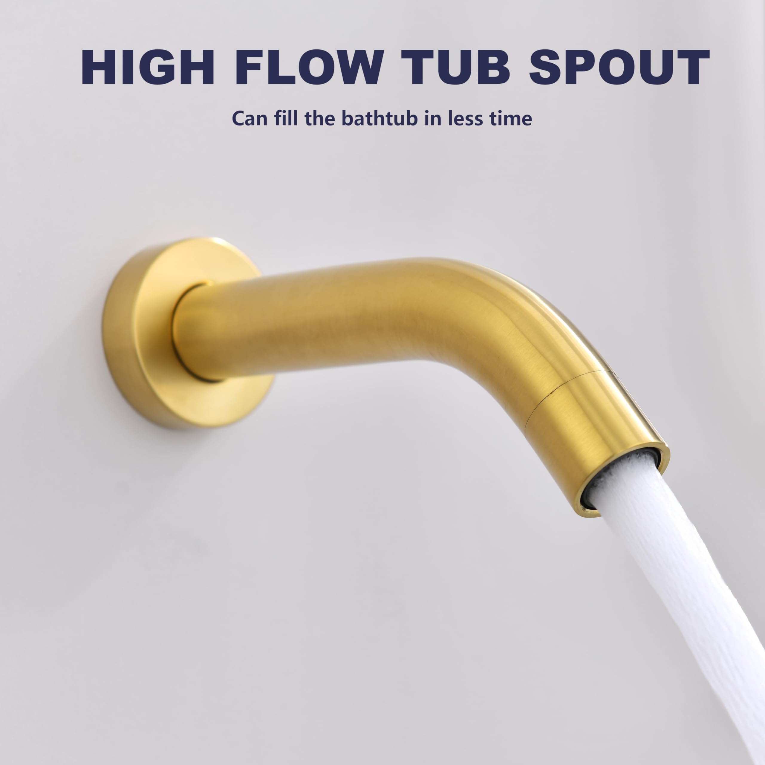 RF SUNUAN brushed gold water flow from 8in rain head in action