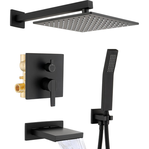 RF SUNUAN all-metal shower system in matte black for durable bathroom reliability