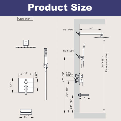 RF SUNUAN installation-ready shower system setup