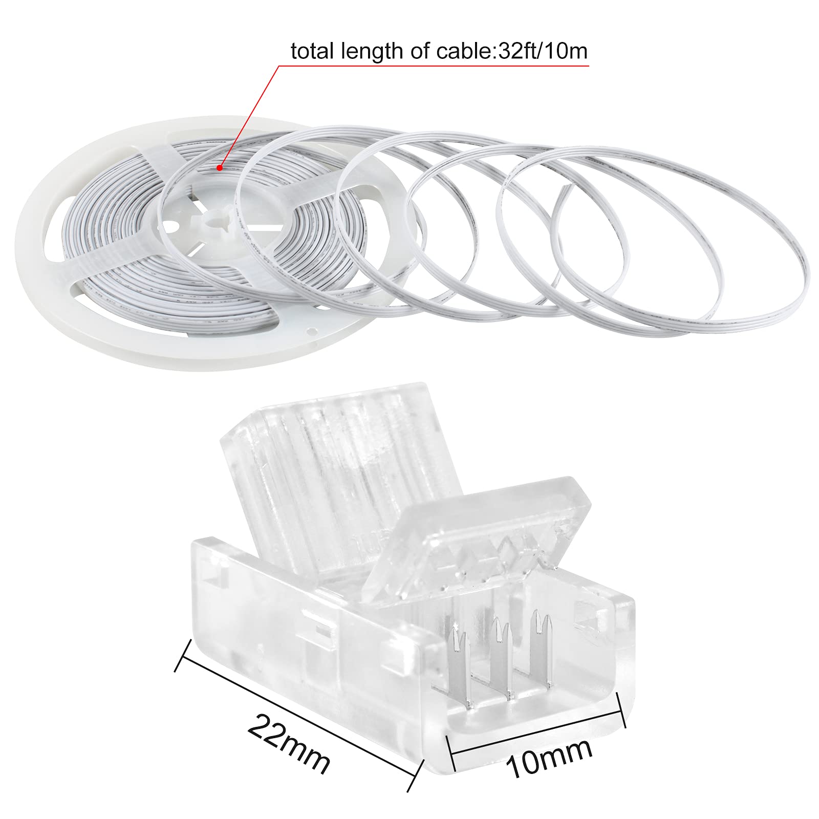 RGBZONE 32.8ft 4-pin RGB extension cable enables easy strip wiring