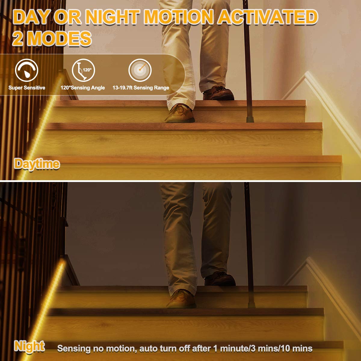RGH LIGHTING motion strip in day mode offers bright ambient lighting for daytime tasks.