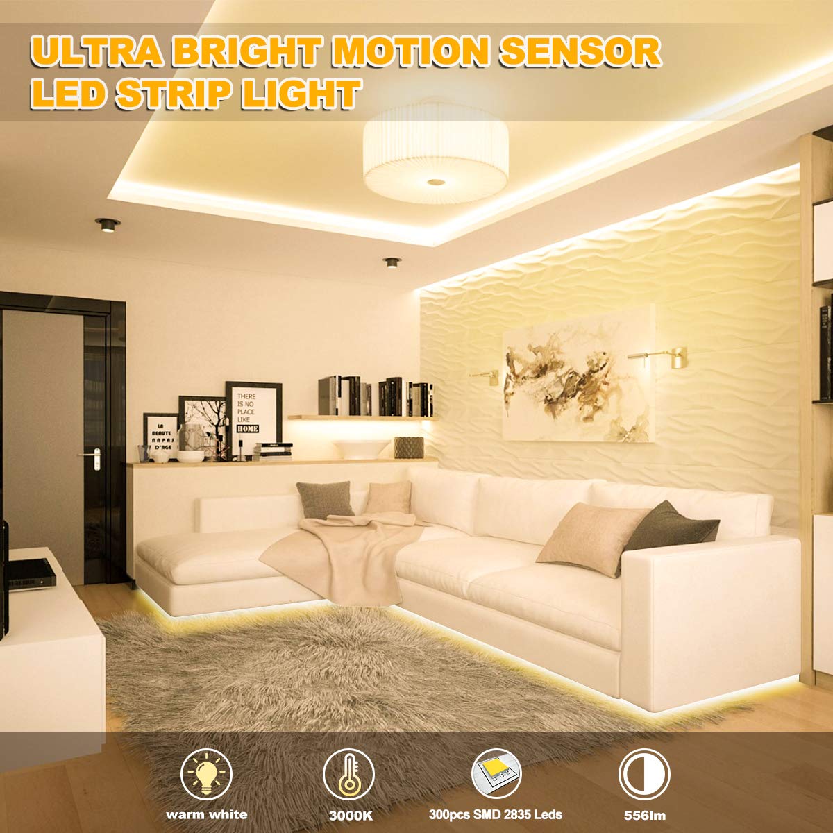 RGH LIGHTING motion strip demonstrates long sensor range for hands-free use.