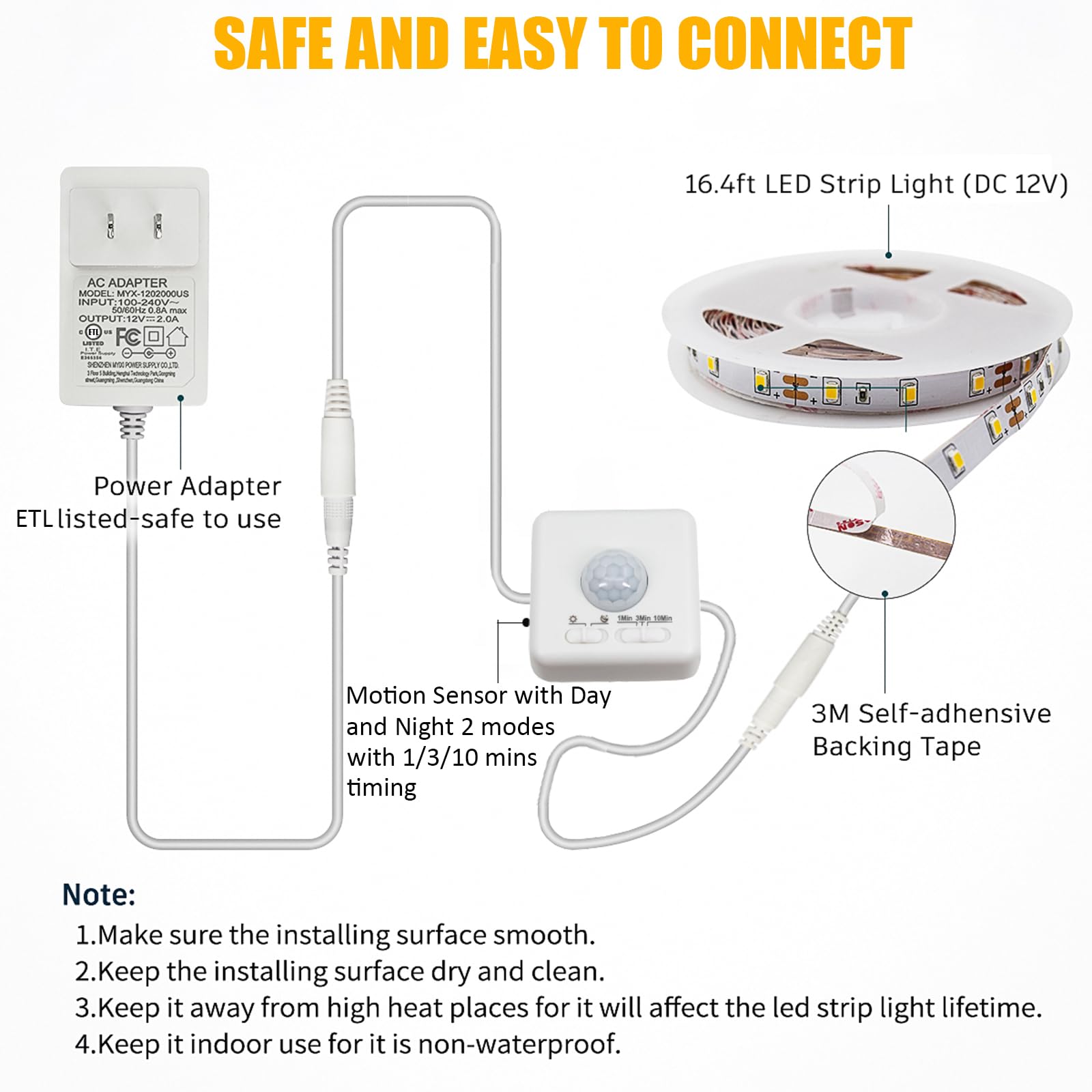 RGH LIGHTING motion strip ultra-bright glow for clear night visibility.