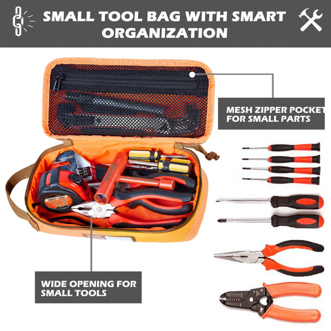 RGH Rough Enough tool bag with zipper closure keeps contents secure.