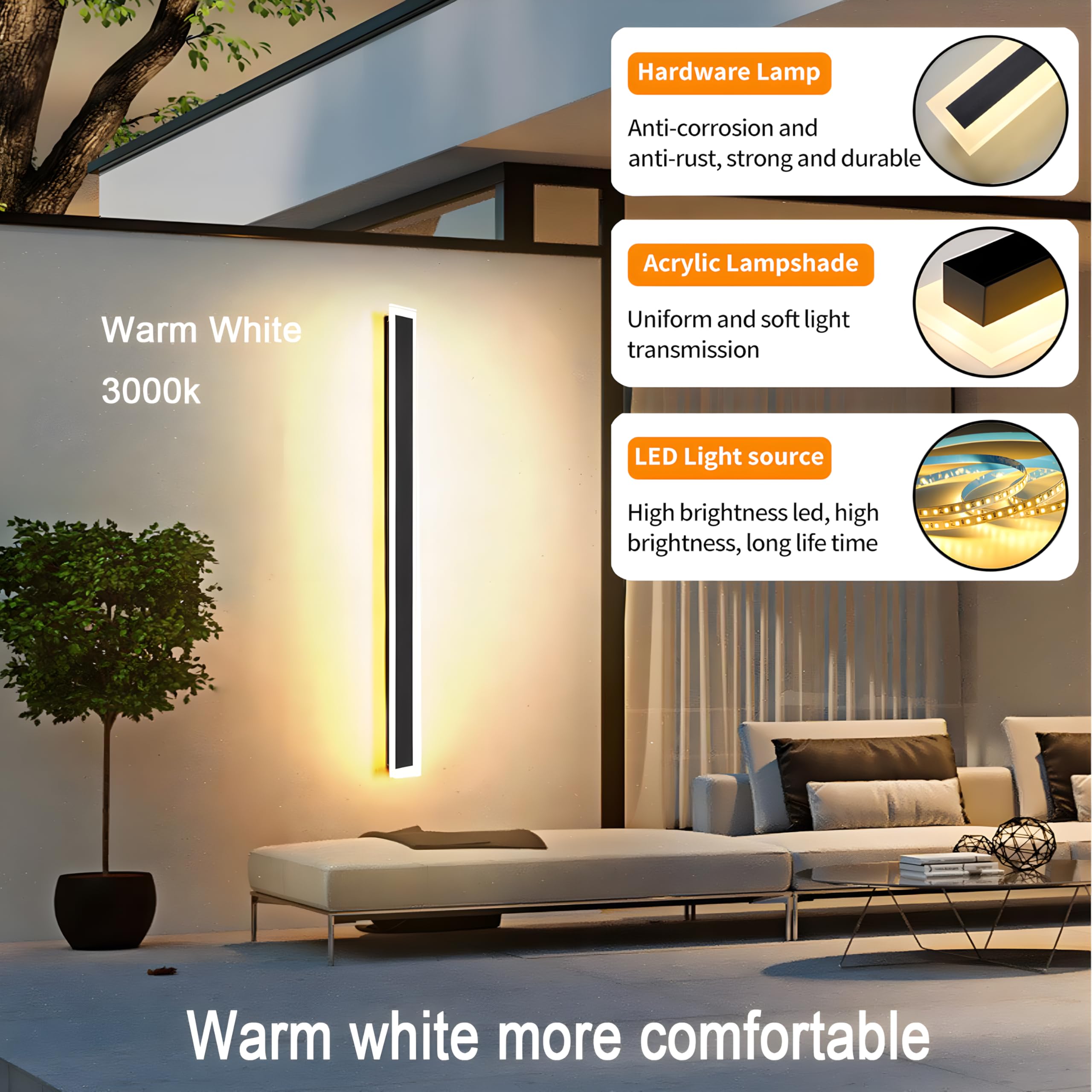 RGZZUP outdoor wall light showing four-direction illumination across a porch