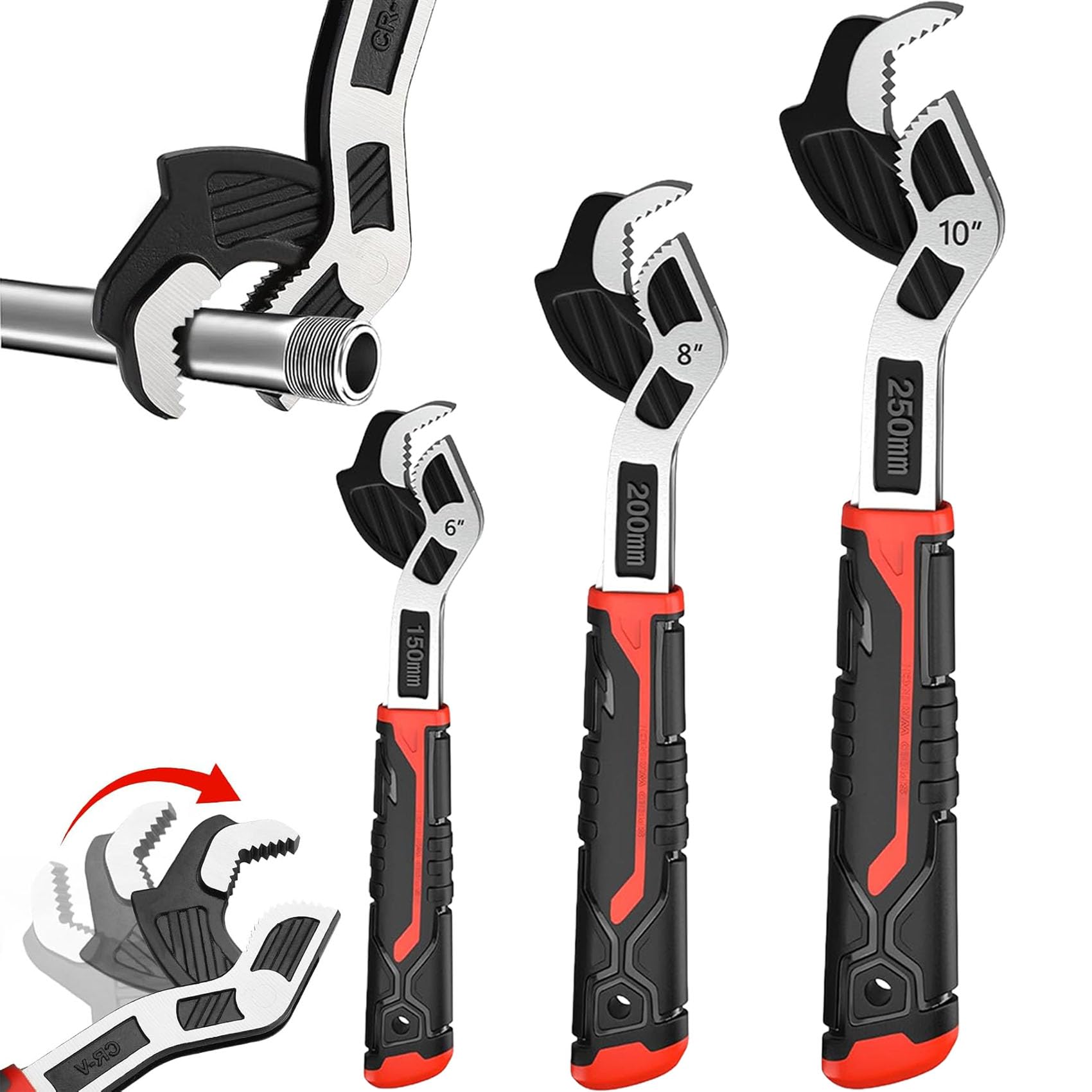 Rhevosil 6in self-locking wrench; tight fittings with one-handed operation