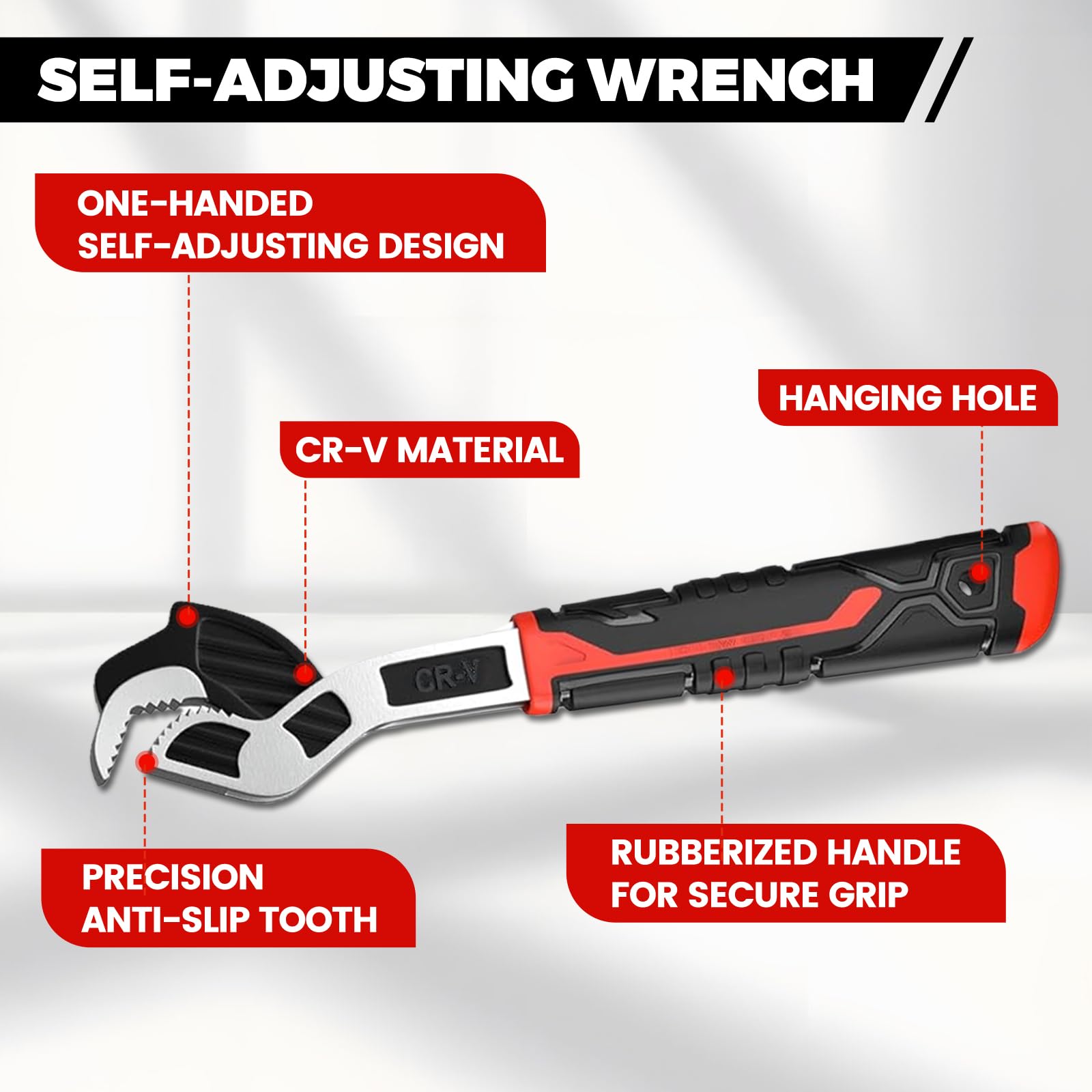 Rhevosil 8in self-locking wrench for quick mid-size pipe adjustments