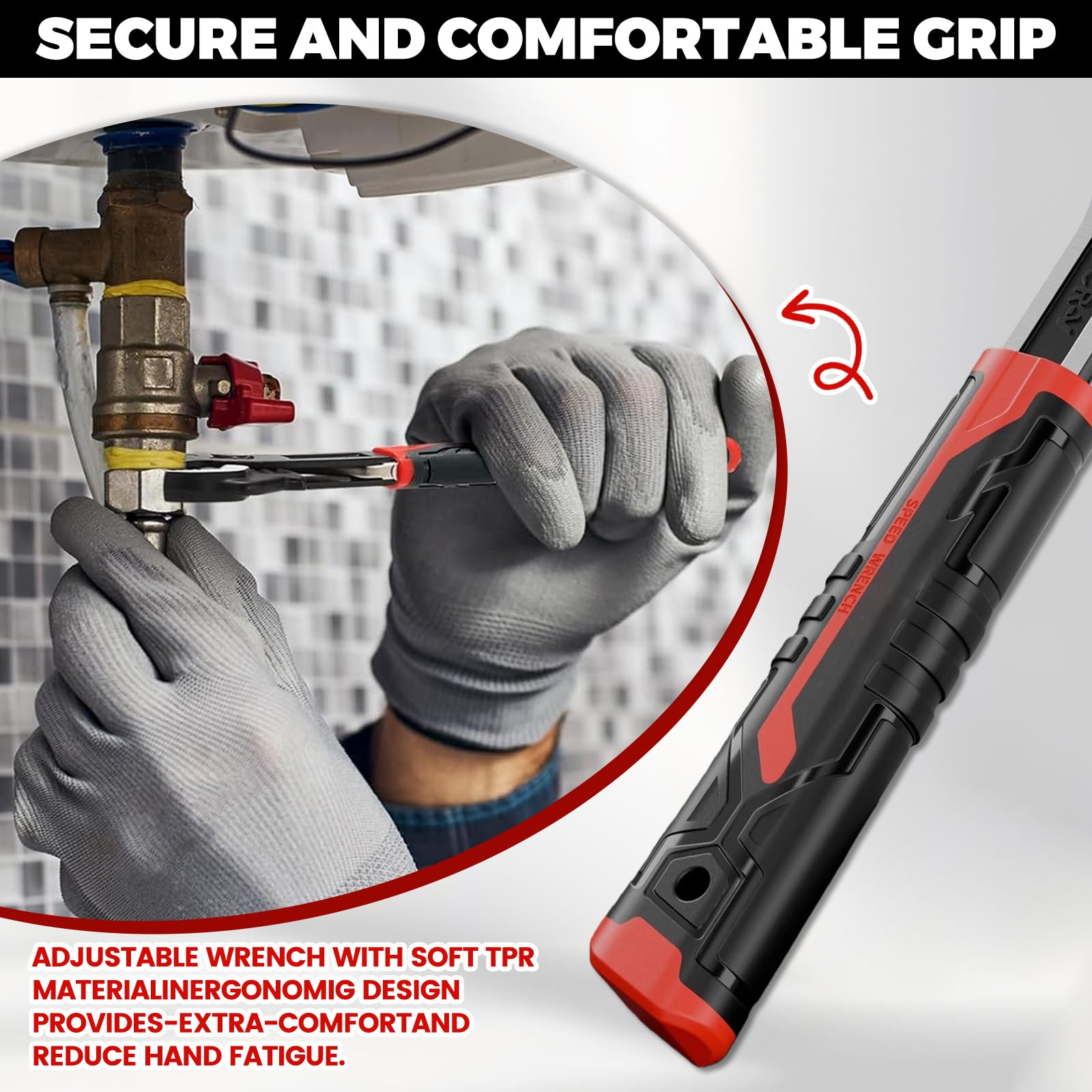 Rhevosil ergonomic TPR grip reduces hand fatigue