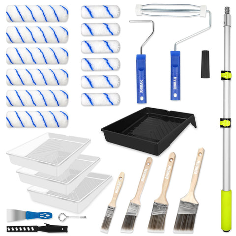 Rhibak paint roller kit extension pole enabling reach to high walls