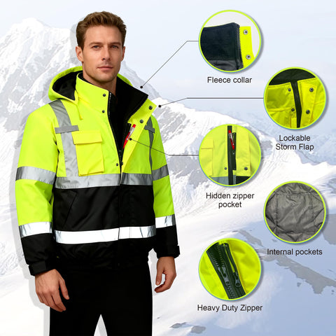 Rhino Hit safety jacket black bottom panel conceals dirt between cleanings.