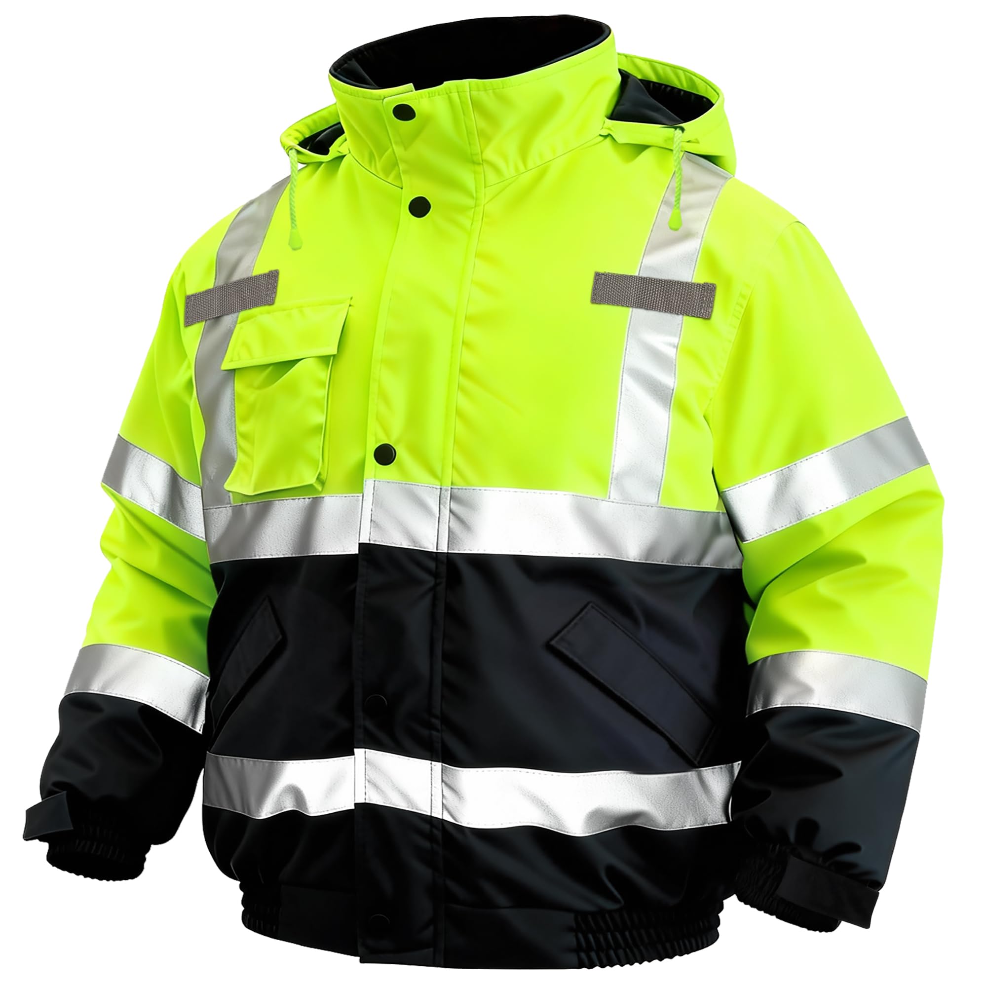 Rhino Hit safety jacket waterproof hooded for all-weather protection on site.