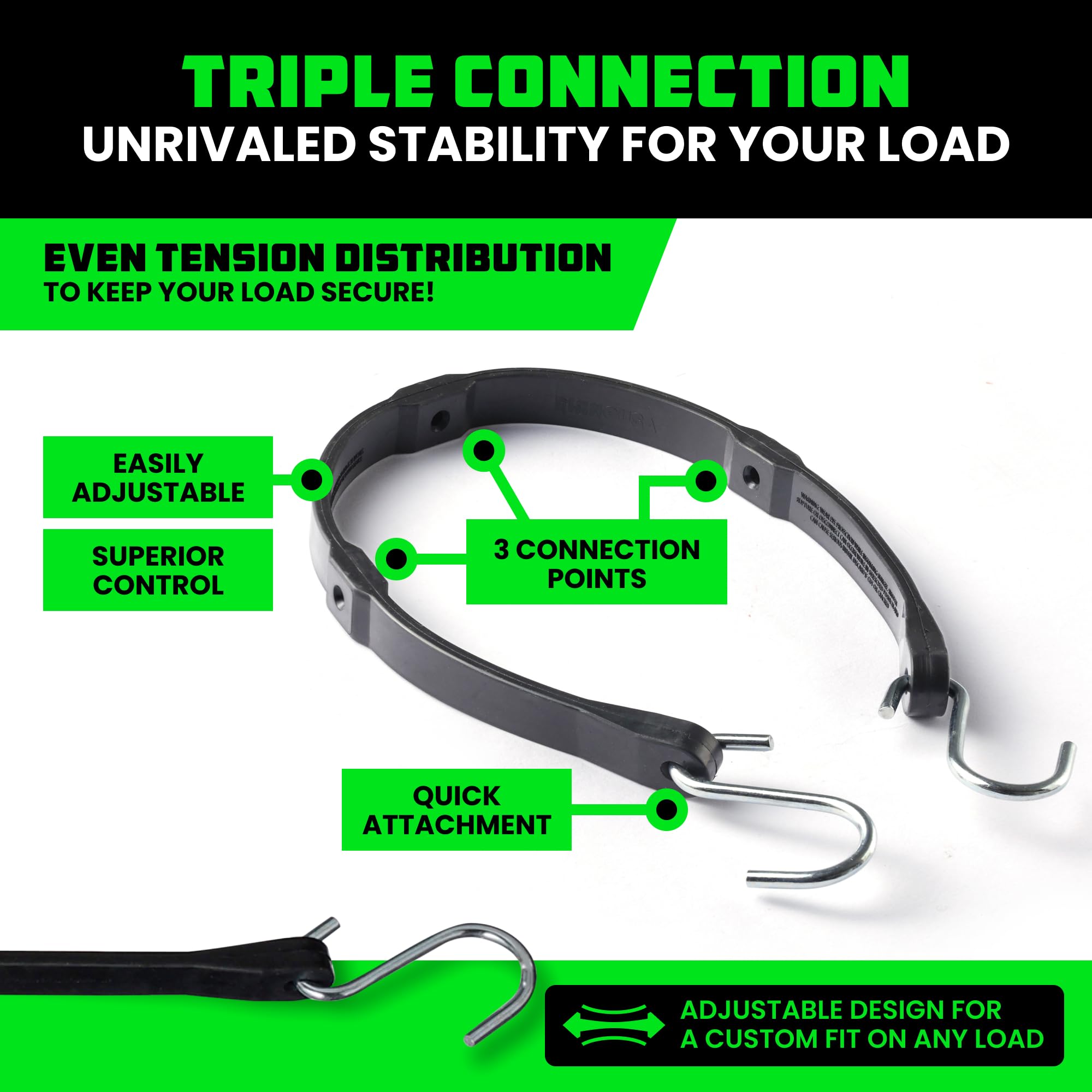 Rhino USA adjustable hooks bungee keep configurations versatile and secure.