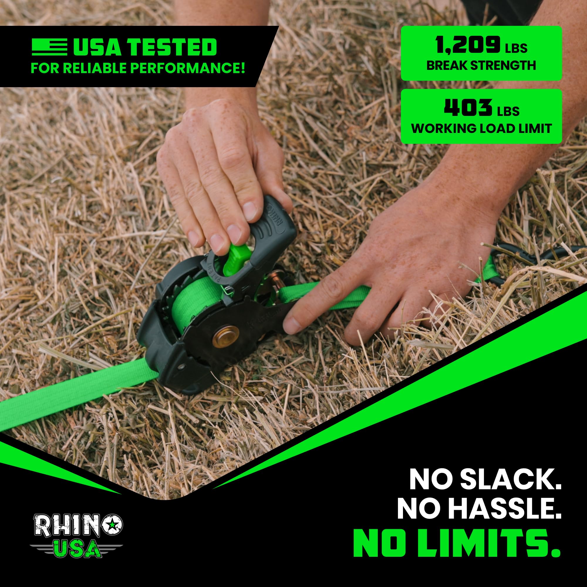 Rhino USA electro-plated zinc ratchet component visible for corrosion resistance