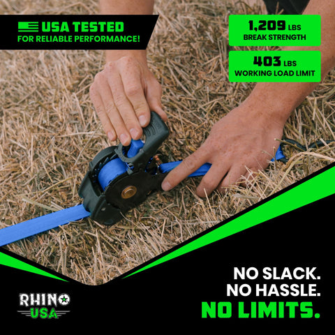 Rhino USA four-pack ready for multiple tie-downs on trailers, trucks, or motorcycles.