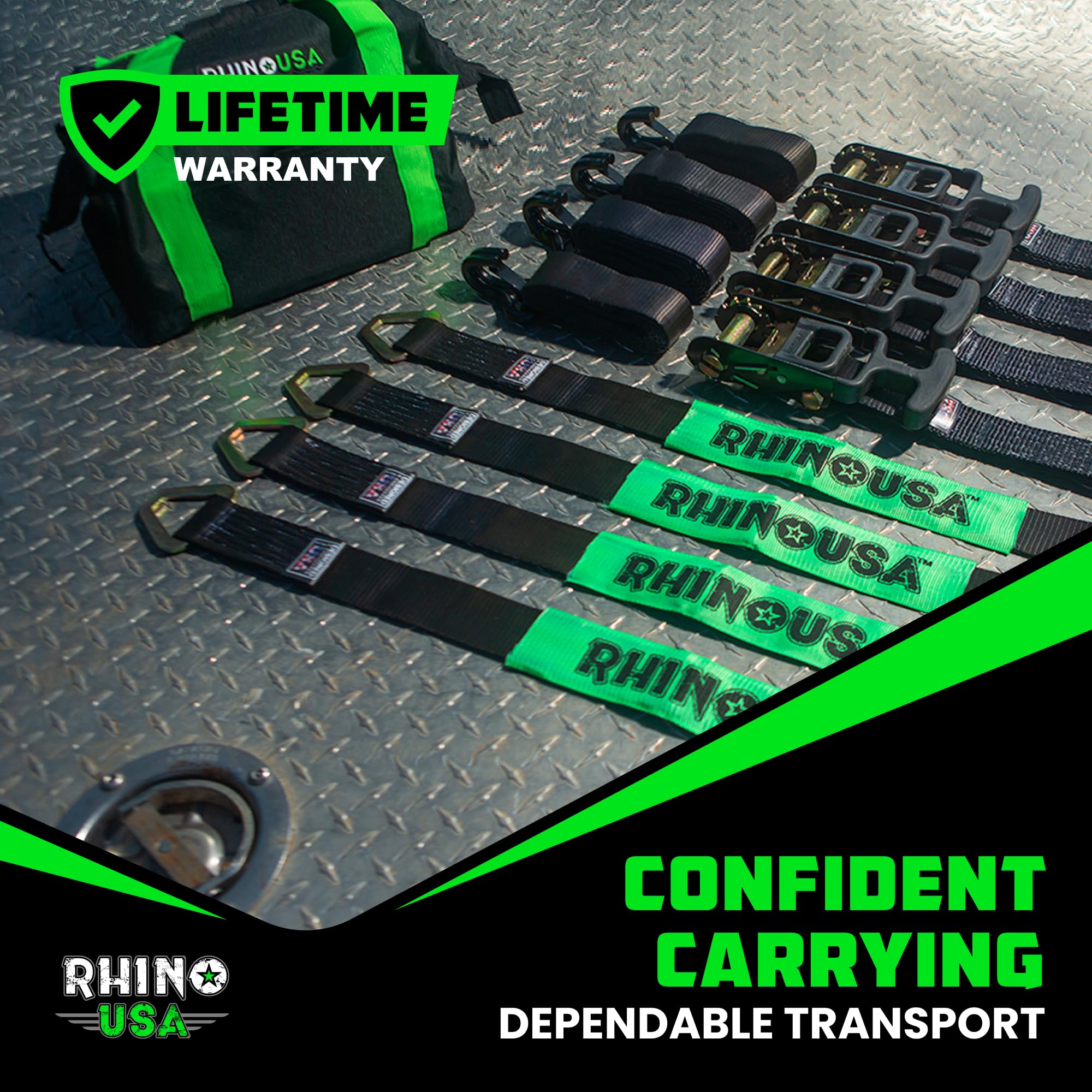 Rhino USA J-hook ends secure attachment for various vehicles