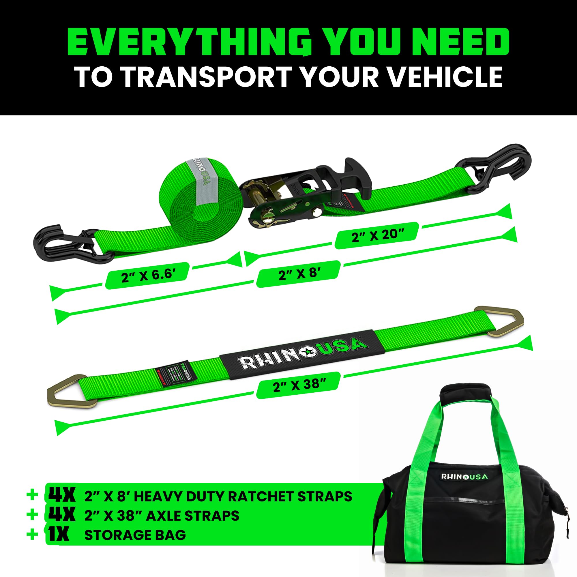 Rhino USA low clearance design strap in action for easy loading in tight spaces