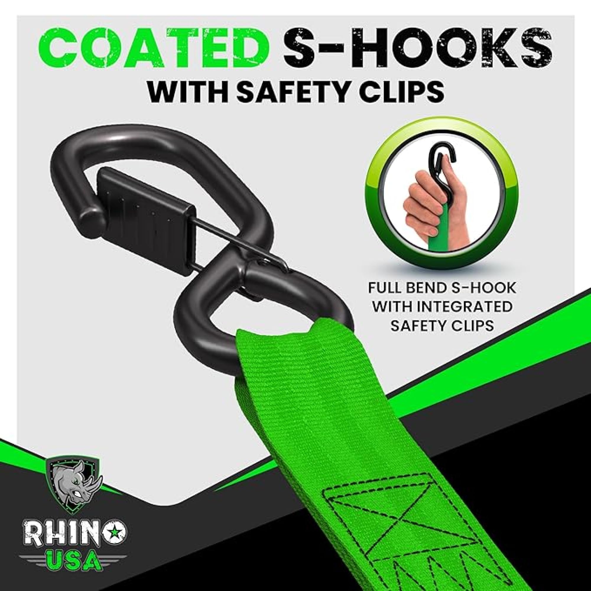 Rhino USA padded-handle design improves comfort during repeated strap tightening.