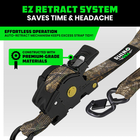 Rhino USA Realtree retractable strap coated S-hooks prevent snagging