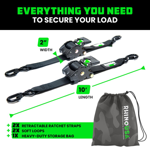 Rhino USA padded-handle detail emphasizes comfortable grip during tie-downs