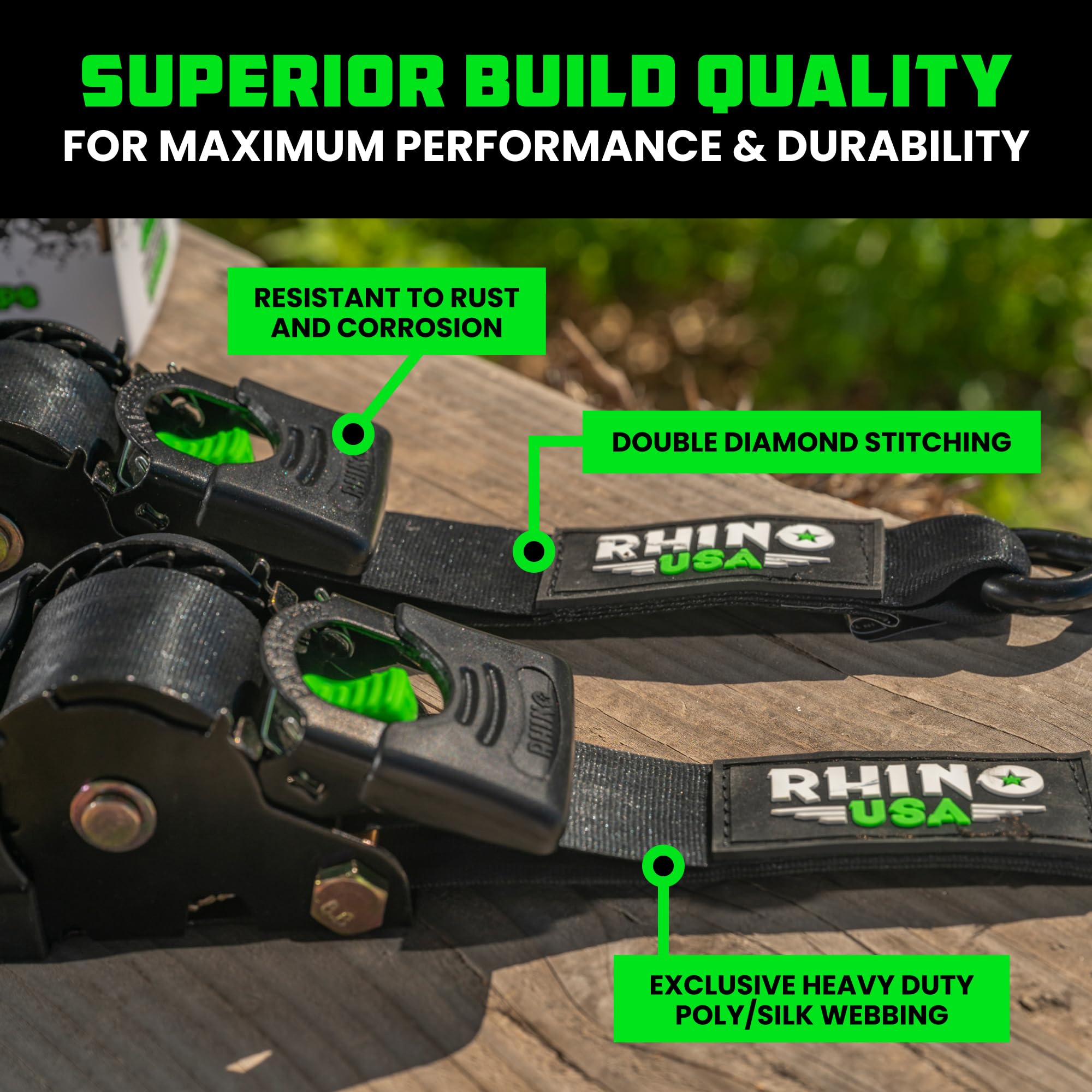 Rhino USA ratchet mechanism close-up highlights durable electro-plated zinc coating