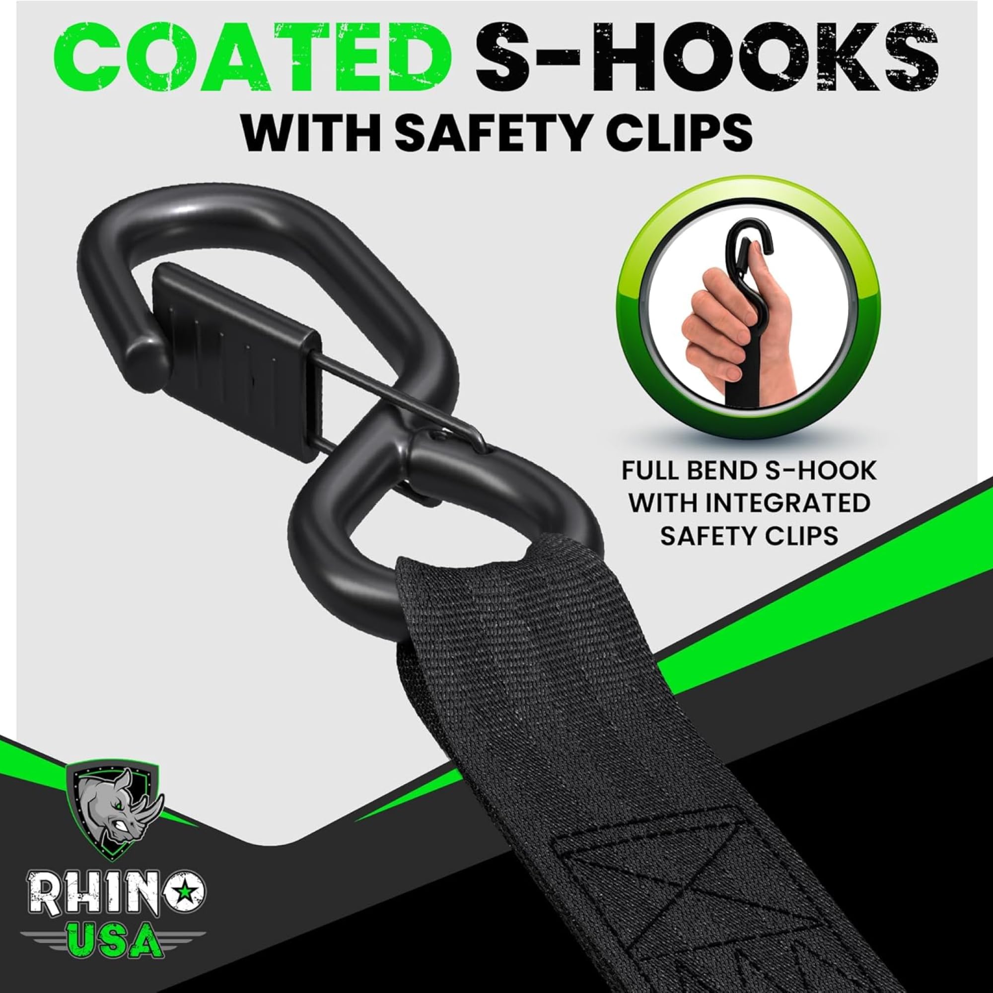 Includes four soft loop tie-downs for versatile anchor points with Rhino USA straps.