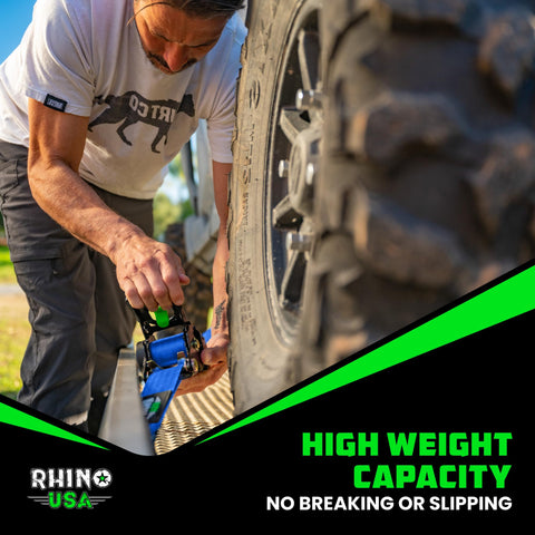 Rhino USA secure cargo on trucks and trailers with self-retracting straps.
