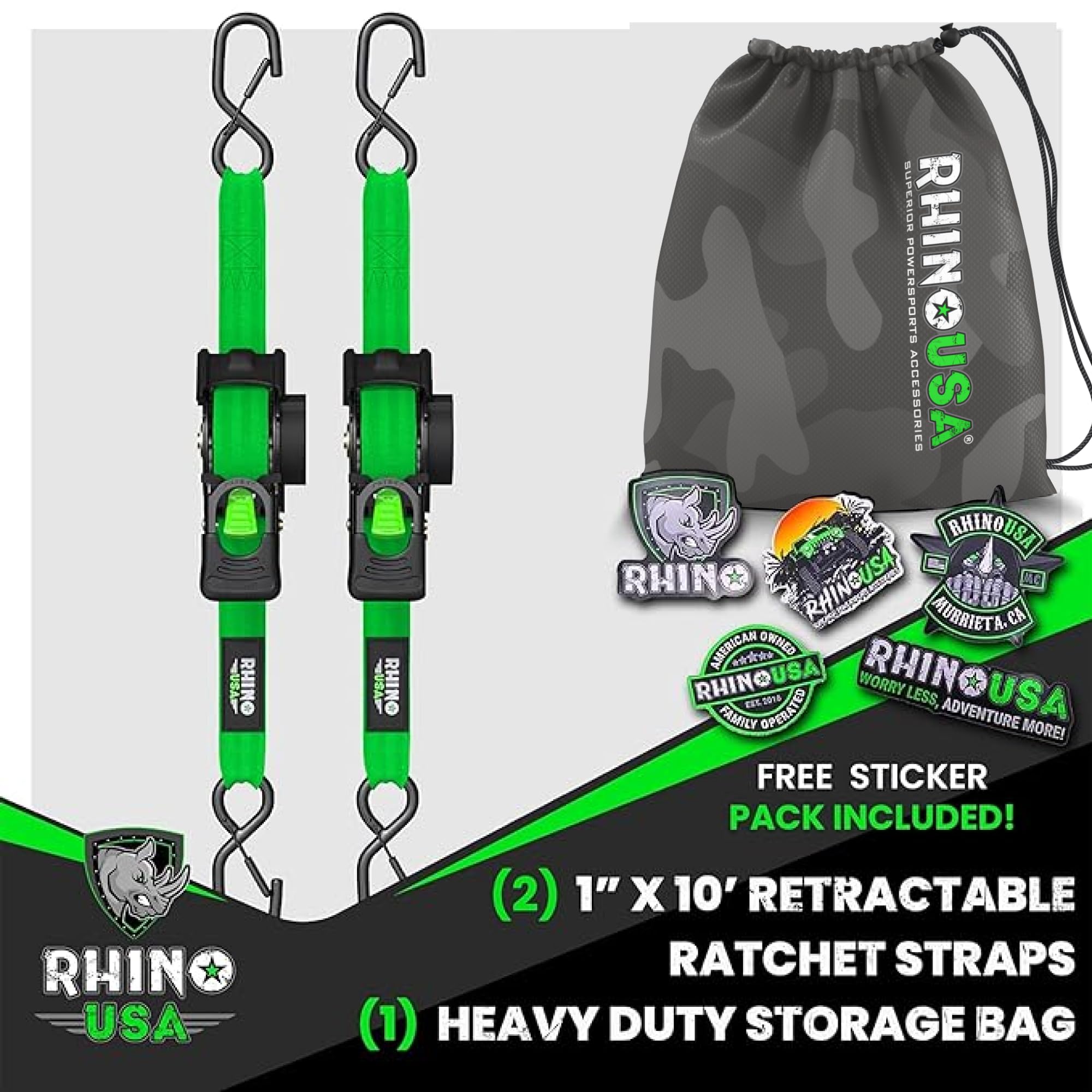 Rhino USA soft-loop tie-down creates reliable anchor points on racks.