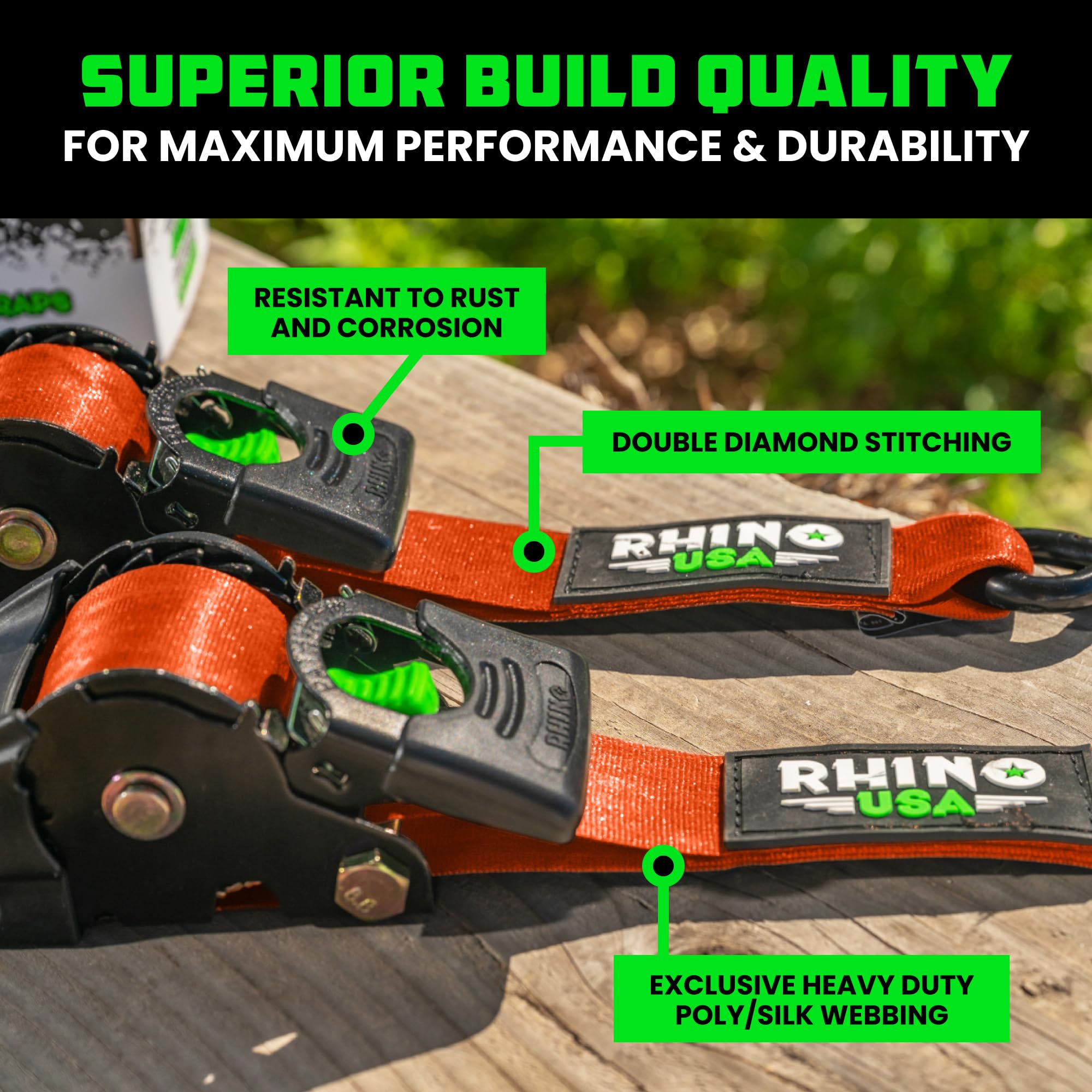 Rhino USA soft loop tie-downs included for versatile anchoring