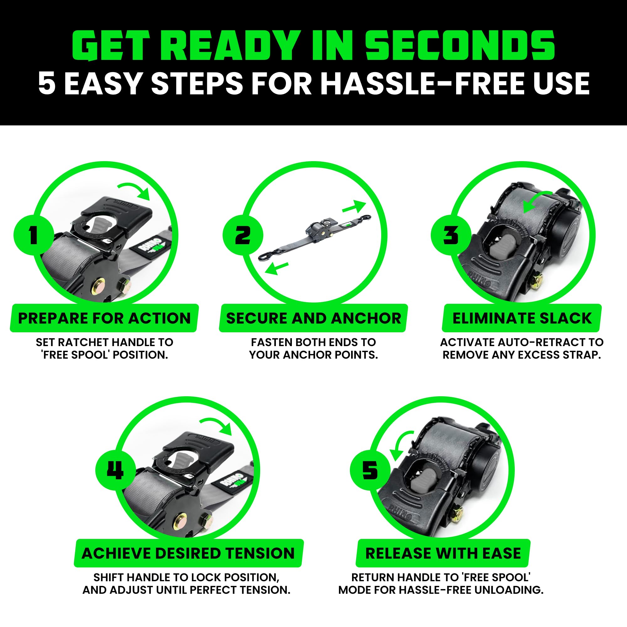 Rhino USA soft loop tie-downs enabling secure anchor points