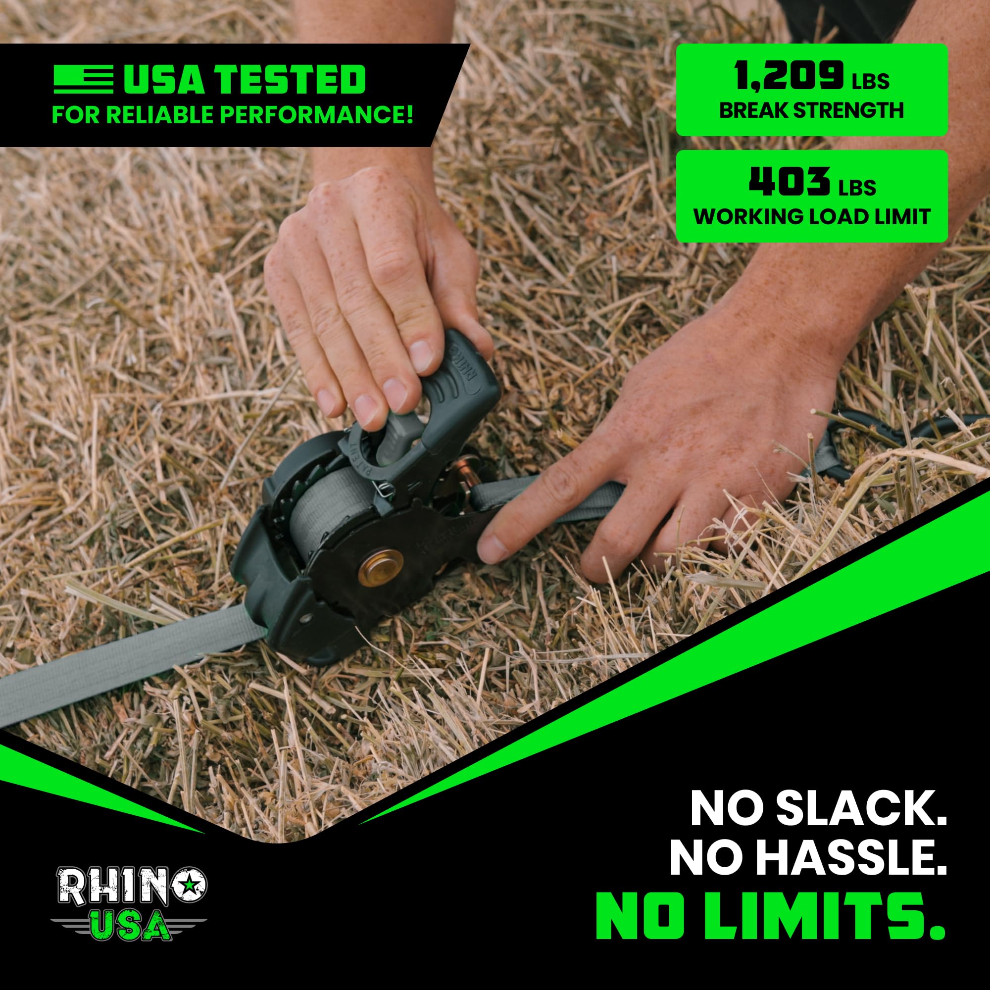 Rhino USA truck-bed secure cargo during transit with easy retraction.