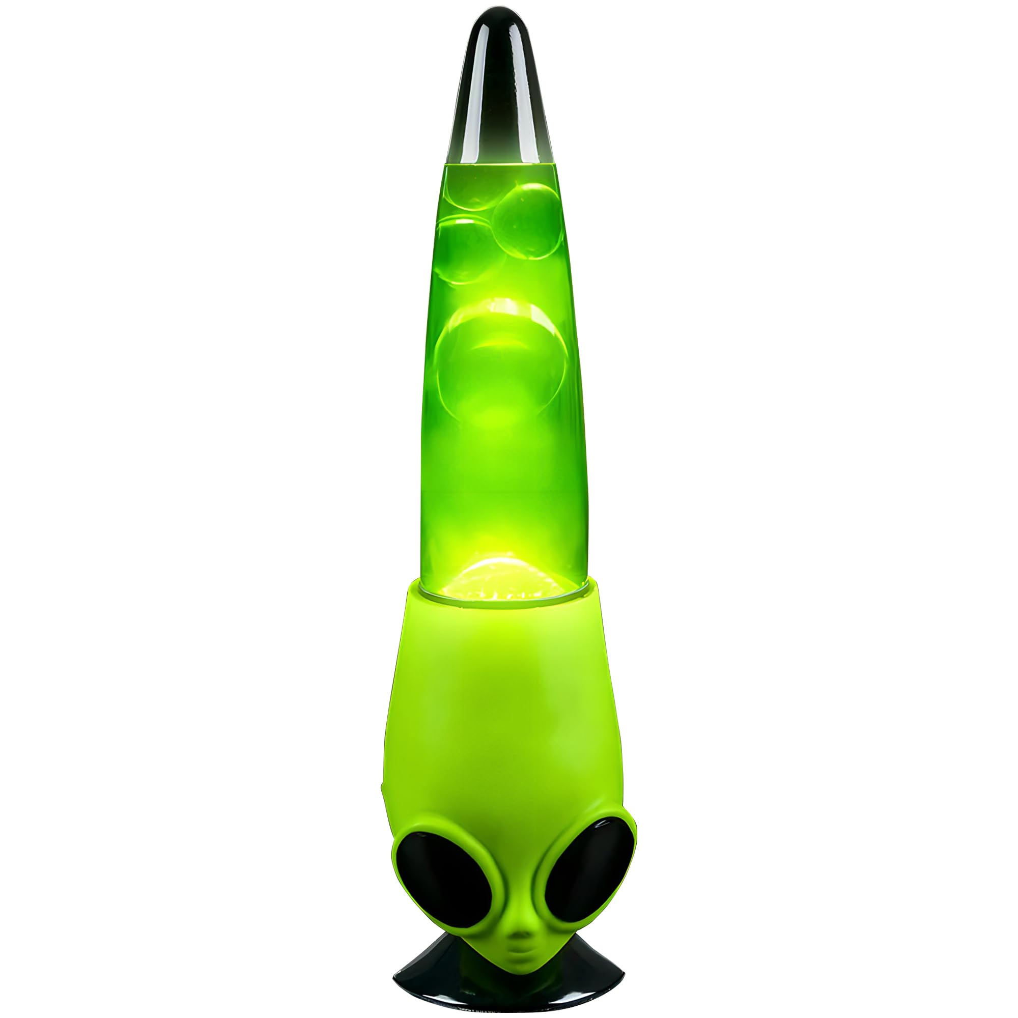 Rhode Island Novelty alien head wax motion lamp lit with colorful glow for dramatic ambience