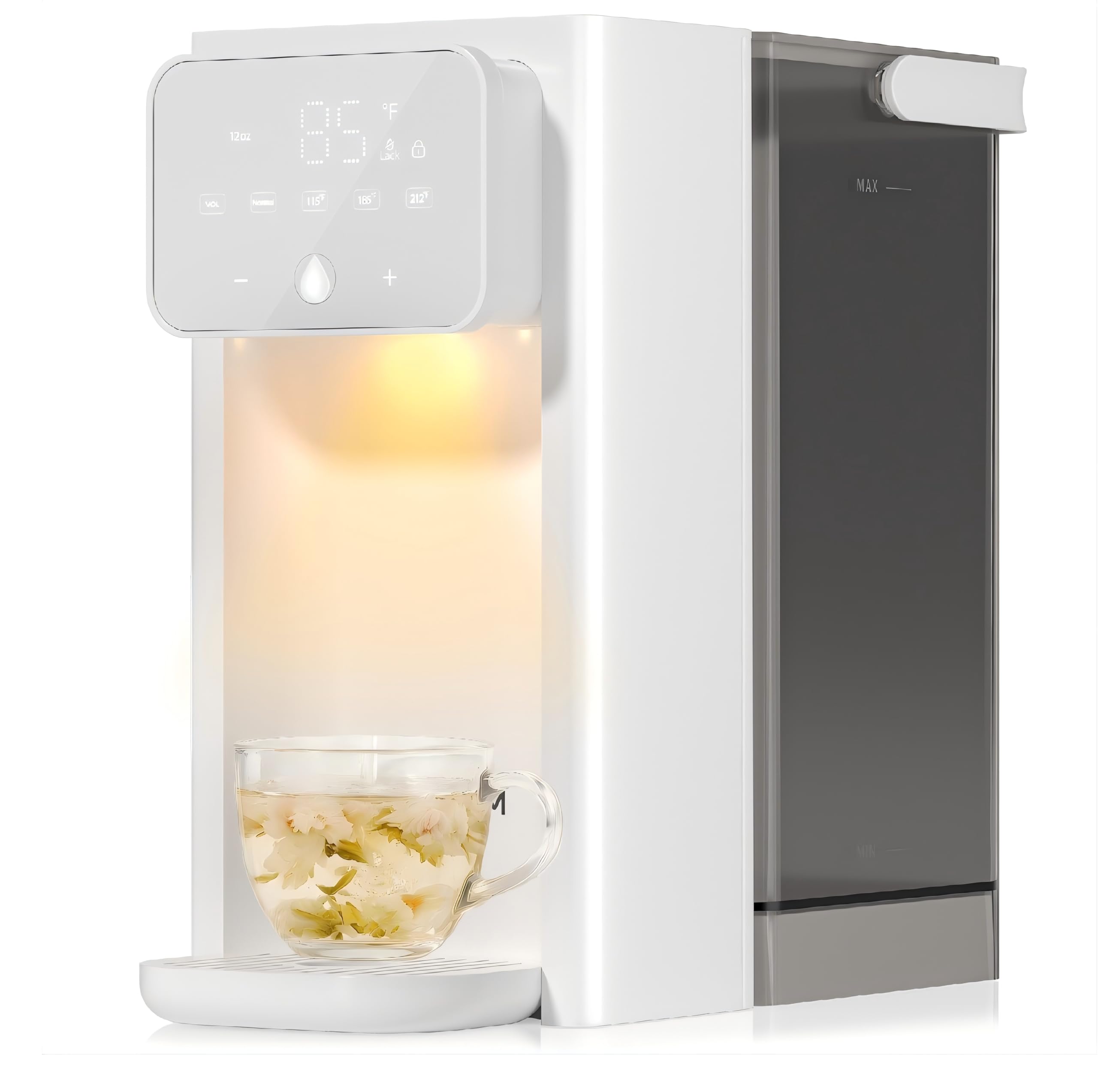 Rhovam Instant Hot Water Dispenser front view for kitchen or office use.