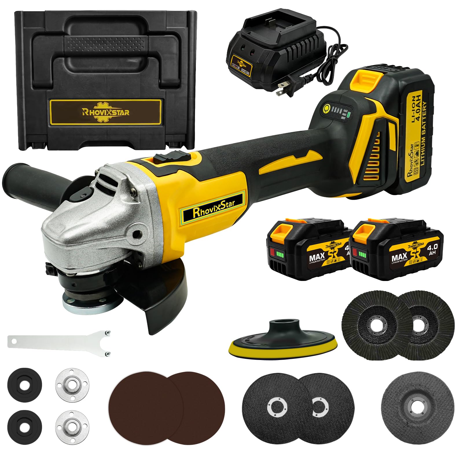 RhovixStar brushless angle grinder for reliable metal cutting and grinding