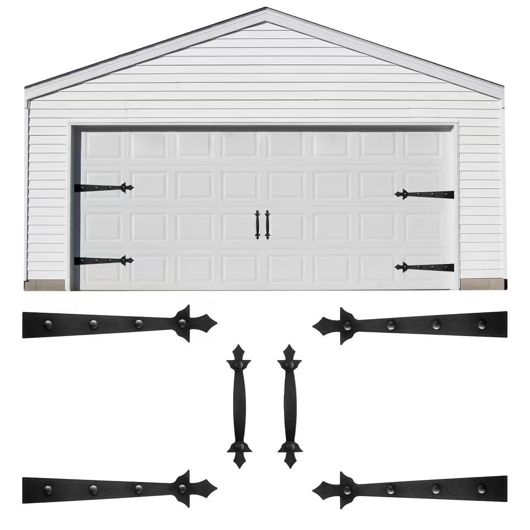 RHULKRUI magnetic hardware on steel door with four hinges and two handles for instant curb appeal