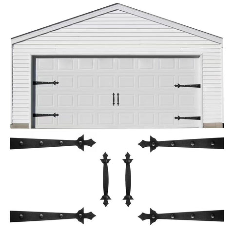RHULKRUI magnetic hardware on steel door with four hinges and two handles for instant curb appeal