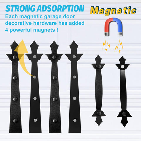 RHULKRUI strong magnets securing decorative hardware on metal door panels