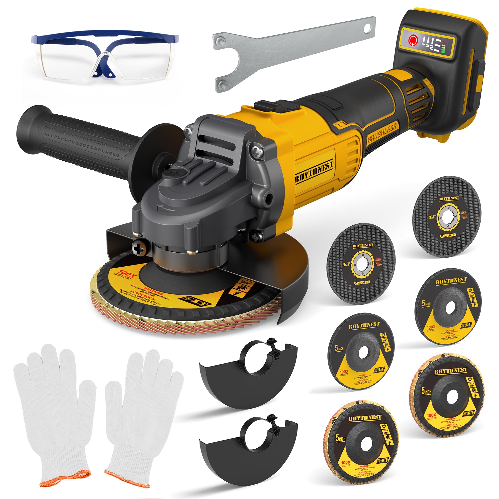 RhythNest cordless angle grinder kit contents for versatile tasks