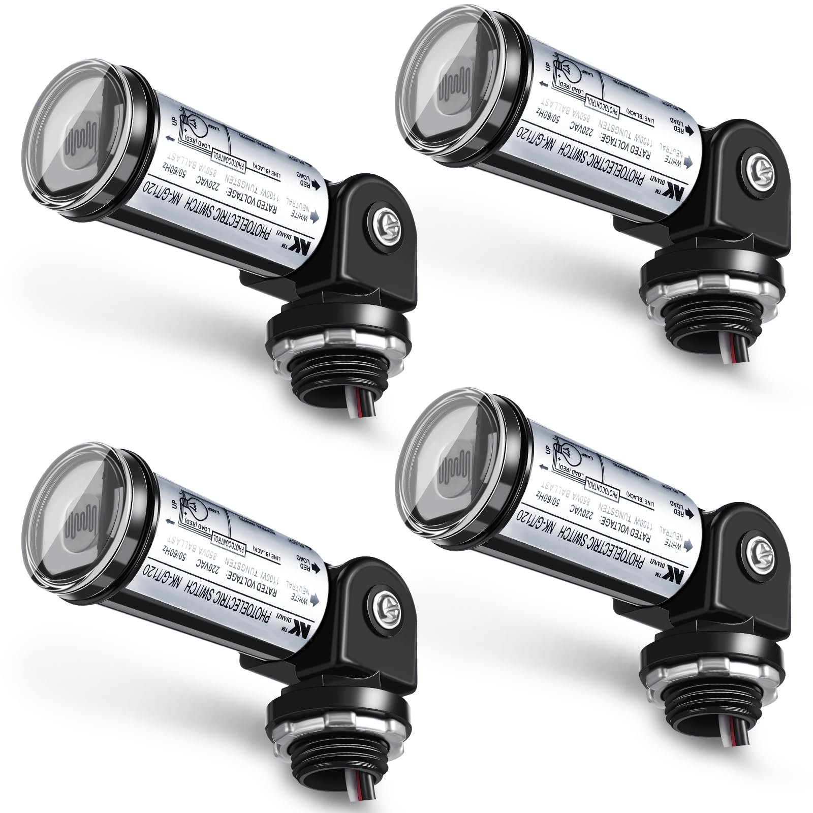 Riakrum four-piece dusk-to-dawn sensor kit enables automated outdoor lighting.