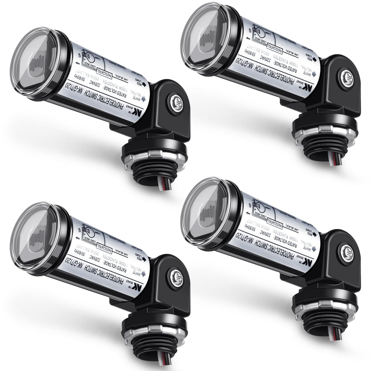 Riakrum four-piece dusk-to-dawn sensor kit enables automated outdoor lighting.