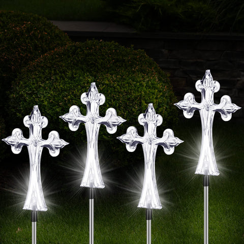 Riakrum solar cross for cemetery ground setup illuminates pathways at night