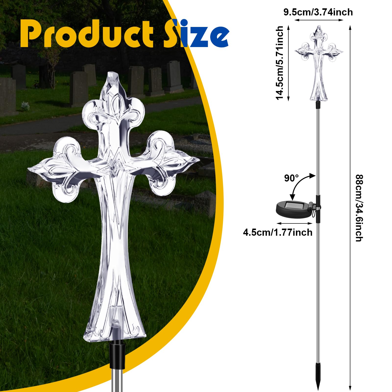 Riakrum solar cross grave stake showcases durable outdoor lighting for graves
