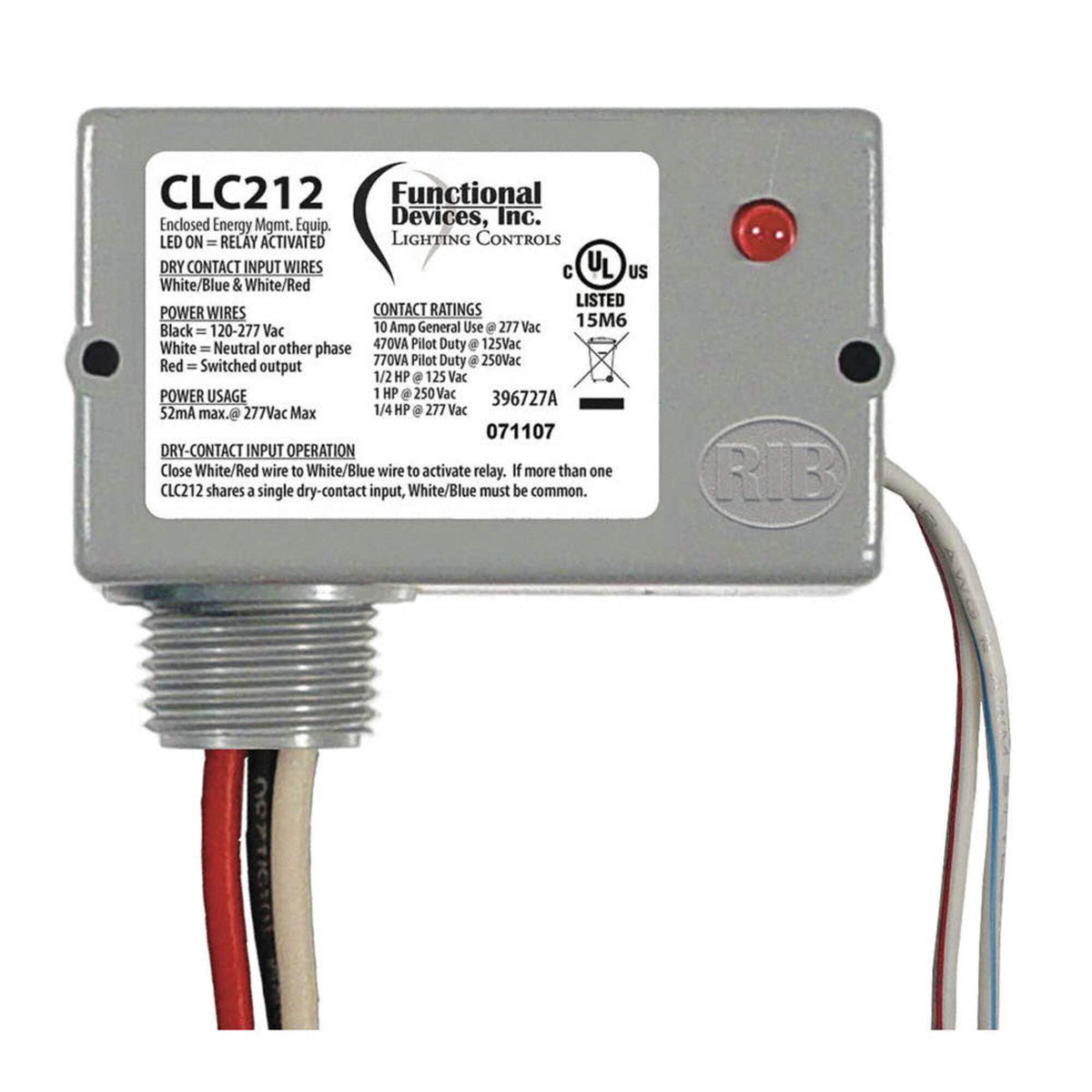 RIB Relay CLC212 enclosed closet light switch enables safe, reliable lighting control.