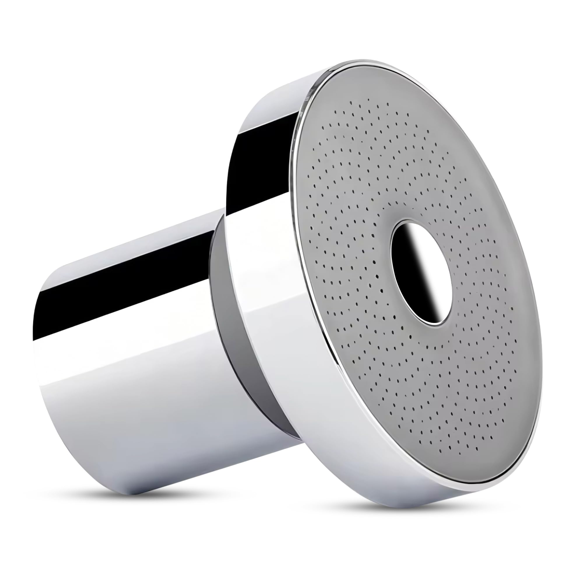 RIBEX filtered shower head chrome close-up with KDF-55 filter for cleaner water