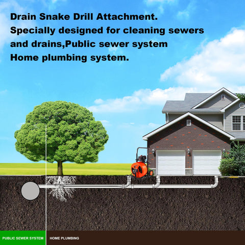 Richcat drain snake drill attachment bulb head ready for dense blockages and bathroom lines
