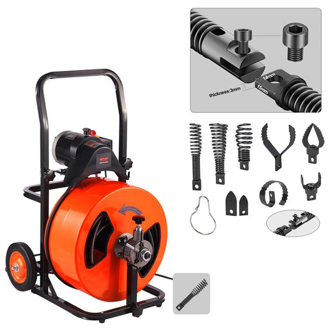 Richcat drain snake drill attachment spade head improves engagement with clog material