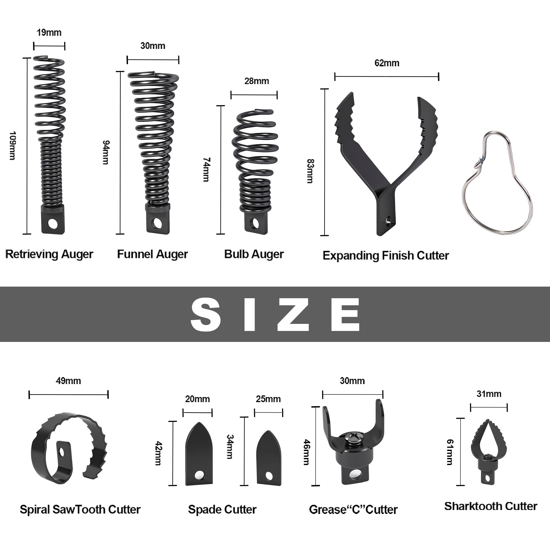 Richcat drain snake drill attachment spiral saw tooth bites through stubborn residue