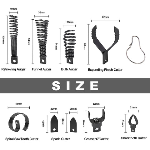 Richcat drain snake drill attachment spiral saw tooth bites through stubborn residue