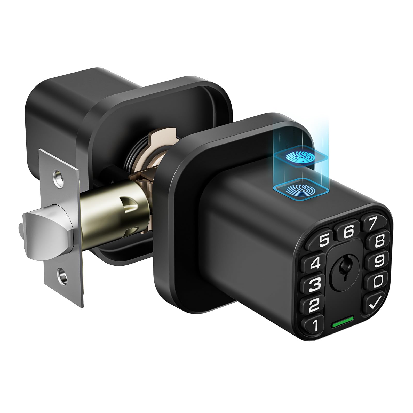 Richelock fingerprint door knob with illuminated keypad for easy night access