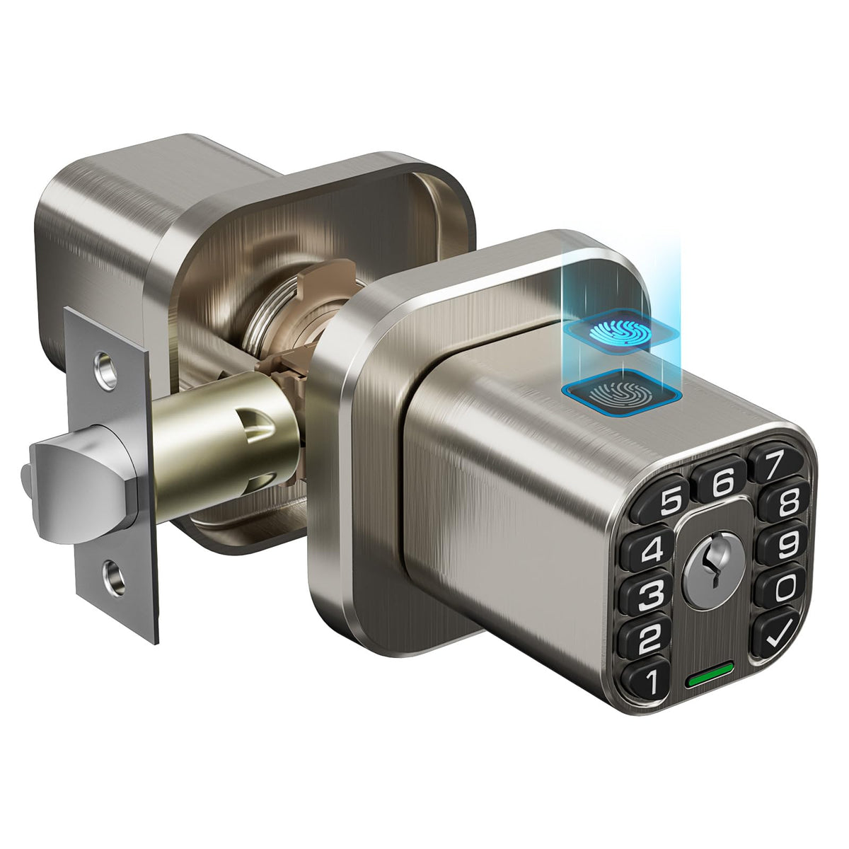 Richelock fingerprint door knob offers quick entry with precise fingerprint recognition for family use.