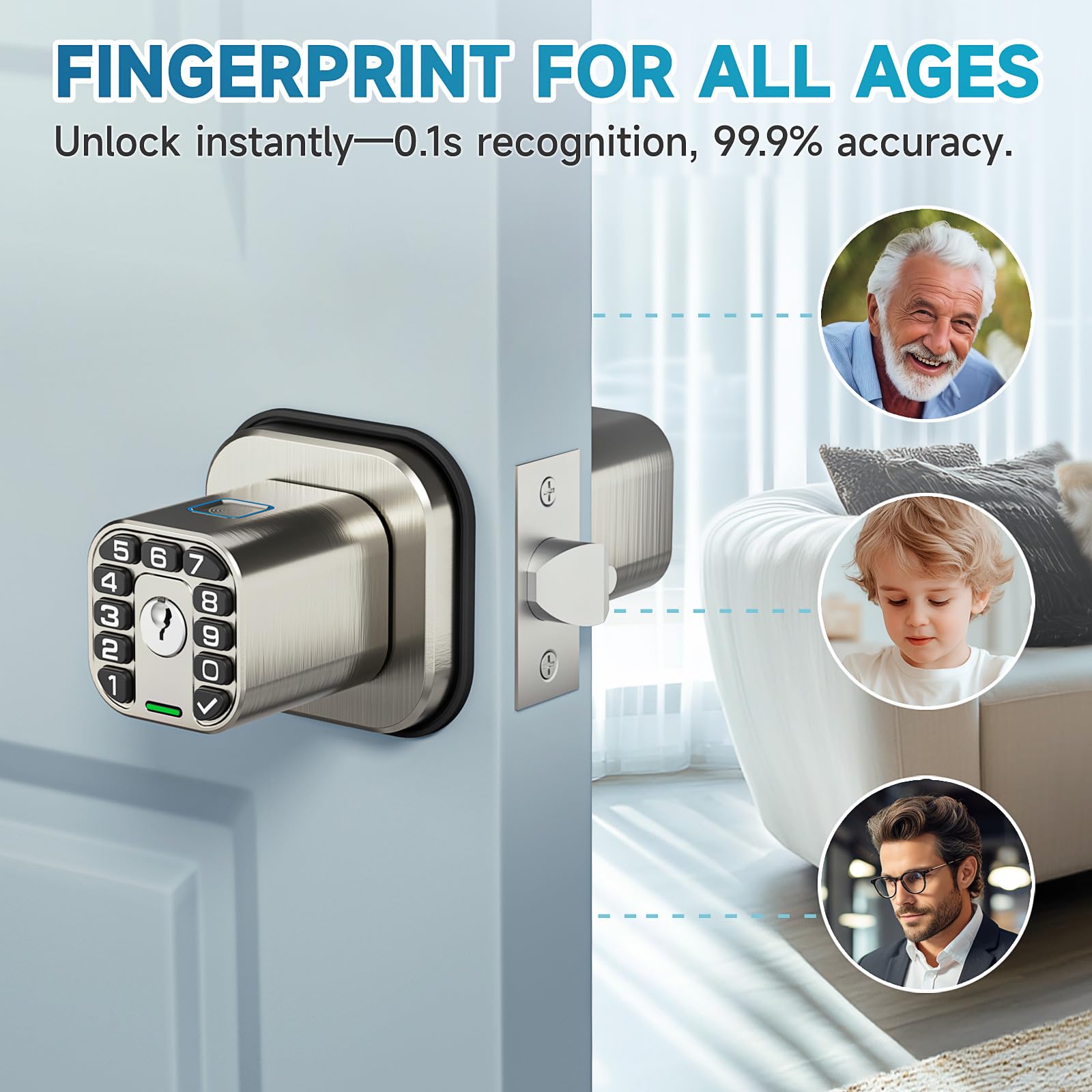 Richelock keyless entry door knob lets guests access with temporary codes for convenience.